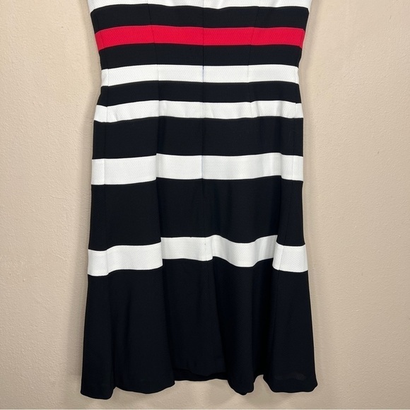 SIZE 2 ANNE KLEIN BLACK RED WHITE STRIPED DRESS EVENT PARTY STRIPES COLORBLOCK - Picture 6 of 9